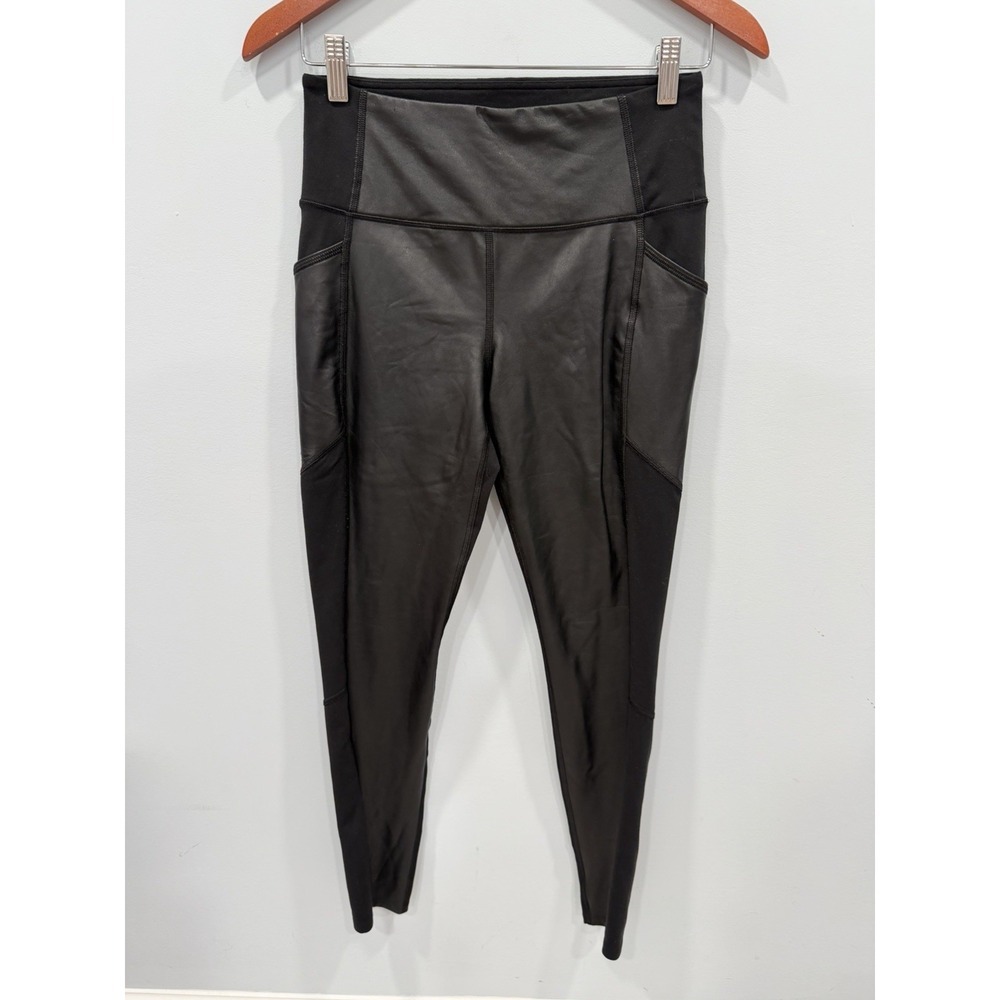 Athleta Gleam Chaturanga to Town Small Faux Leather High Rise Leggings Stretch